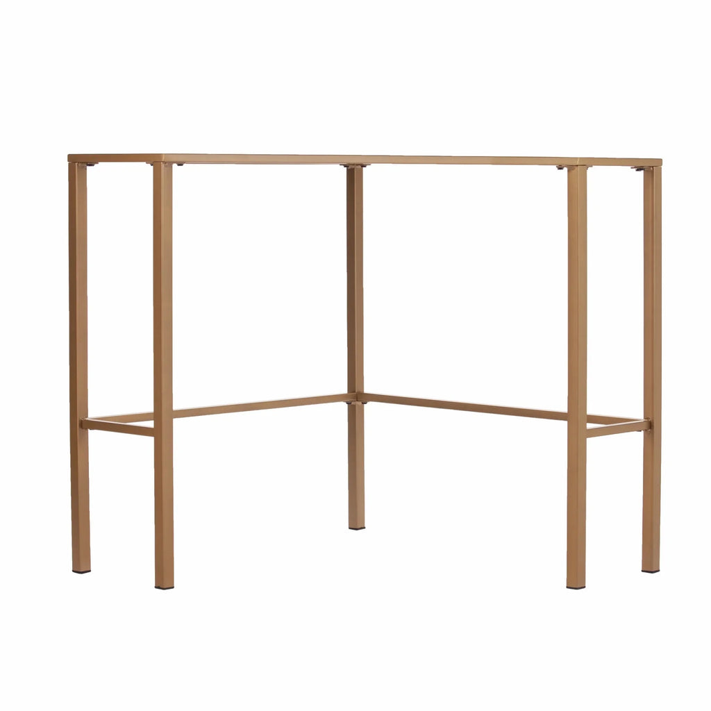 Soft Gold Metal & Glass Corner Desk G95107