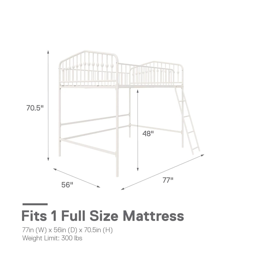 Off White Metal Twin Loft Bed I14541