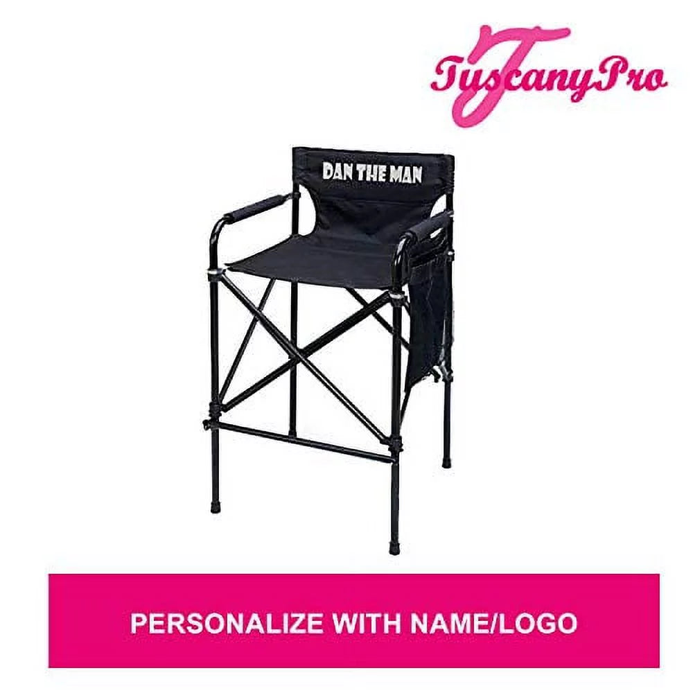 Jet Black Anodized Aluminum Telescopic Folding Director Chair U496