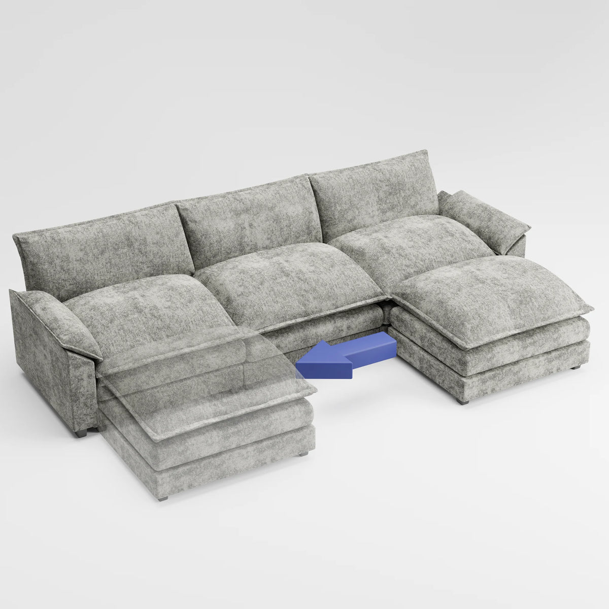 Gray L-shaped Sectional Sofa with Reversible Chair B75395