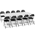 11 Pieces Heavy Duty Utility 8 Ft Folding Plastic Dining Table with Handle and Chair Set C6880
