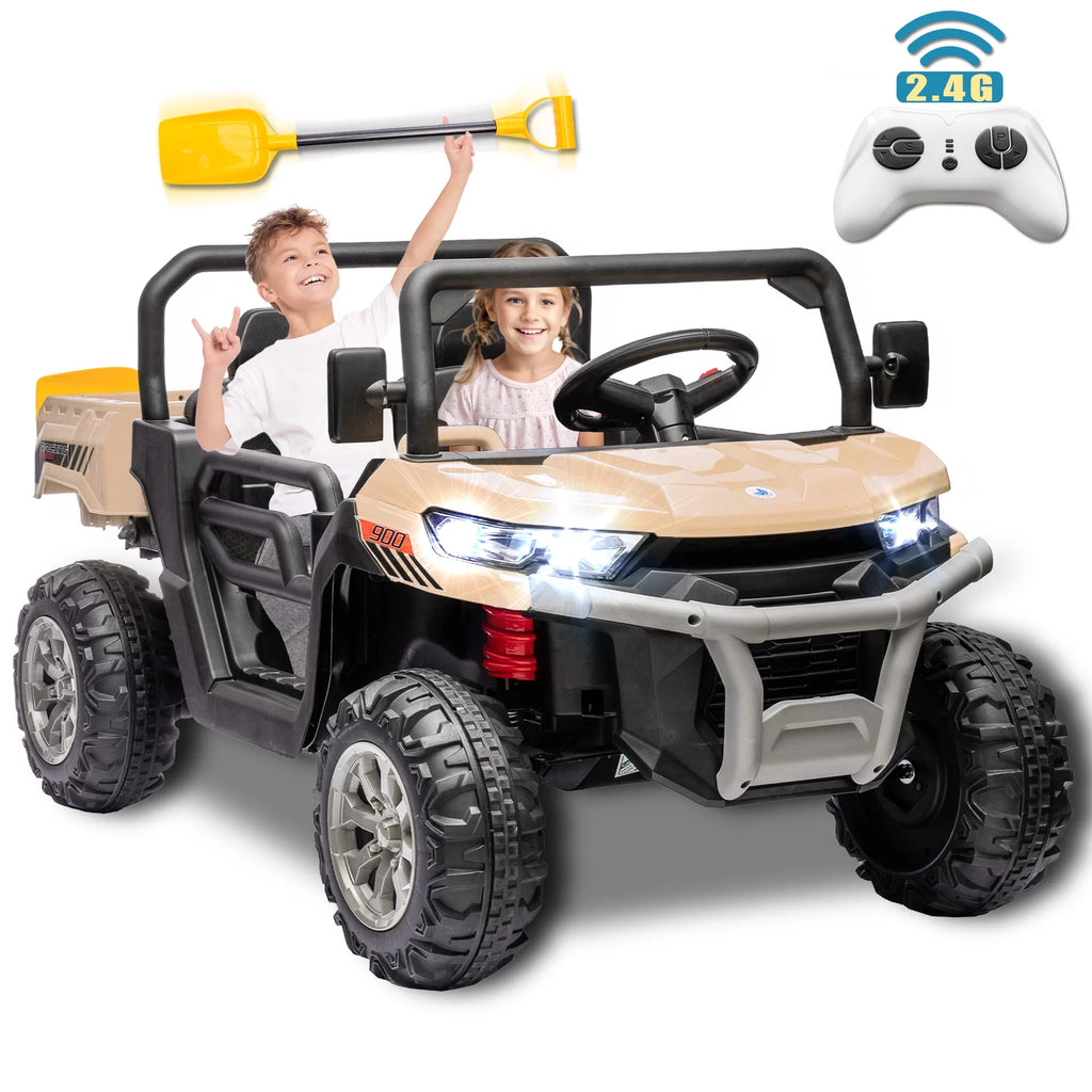 Yellow 2 Seater Kids Ride on Truck with Dump Bed and Remote Control V961