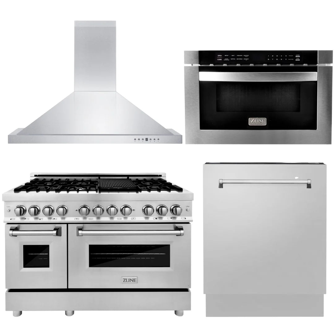 48 Range, Range Hood, Microwave, Dishwasher Appliance Set Q329268