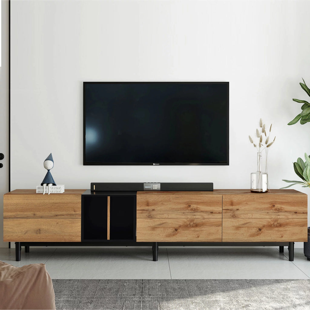 Mid-Century Modern TV Stand with 3 Doors B2737