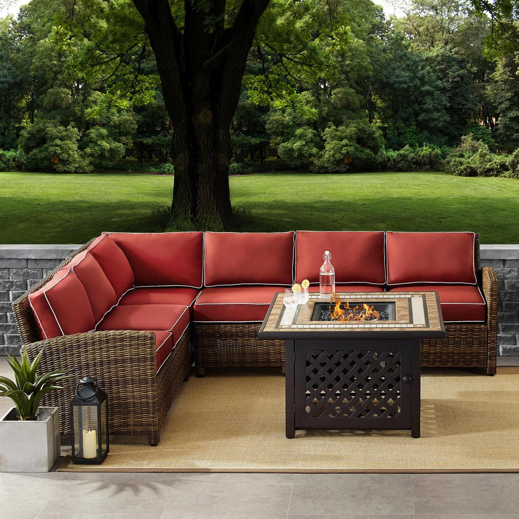 5Pc Outdoor Wicker Sectional Set with Glass Top Coffee Table I70740