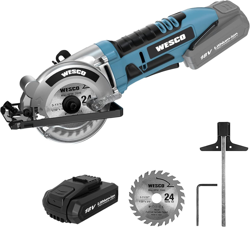 Cordless Mini Circular Saw with 2.0Ah Battery and Fast Charger W793