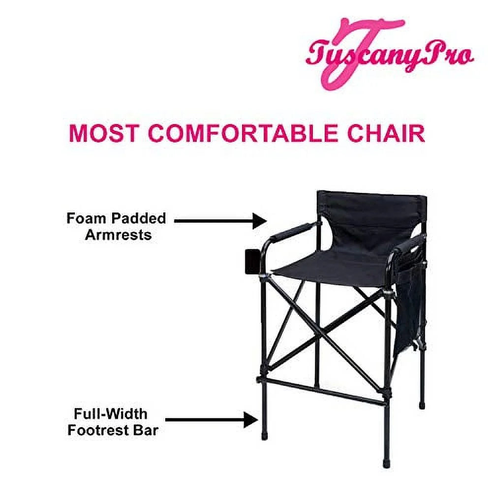 Jet Black Anodized Aluminum Telescopic Folding Director Chair U496