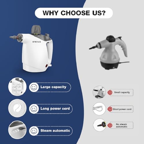 Handheld Steam Cleaner with 16 PCS Accessory & Safety Lock, 500ML White C271229