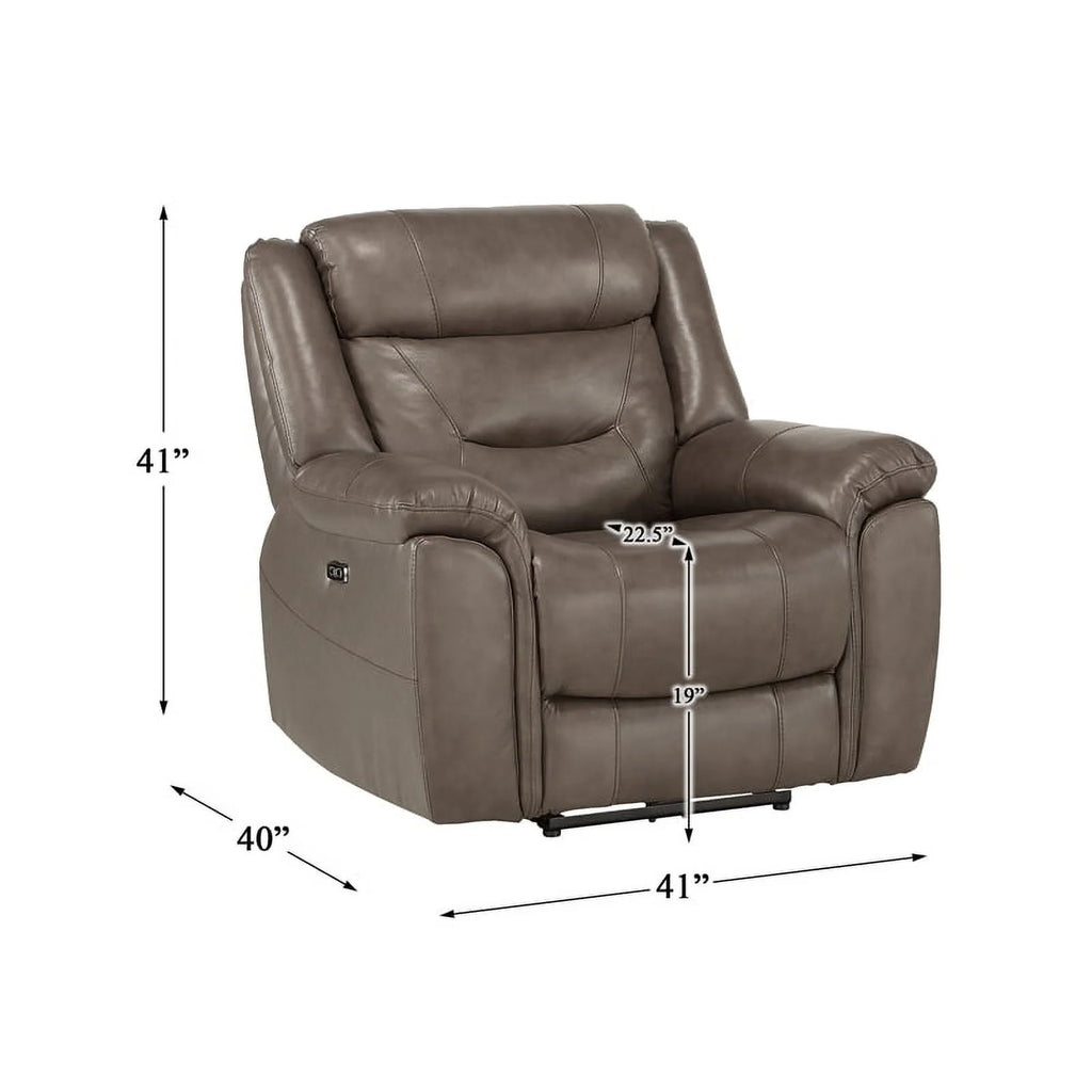 Brown Top Grain Leather Power Reclining Chair W53603