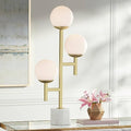 30" Tall Gold Marble Metal 3-Light Table Lamp C71358