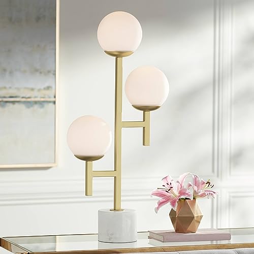 30" Tall Gold Marble Metal 3-Light Table Lamp C71358