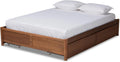 Walnut Brown Wood Queen Size 4-Drawer Platform Storage Bed Frame X368