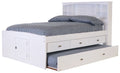 Solid Pine Full Sized Captains Bookcase Bed with 3 Drawers and Twin Trundle H196193