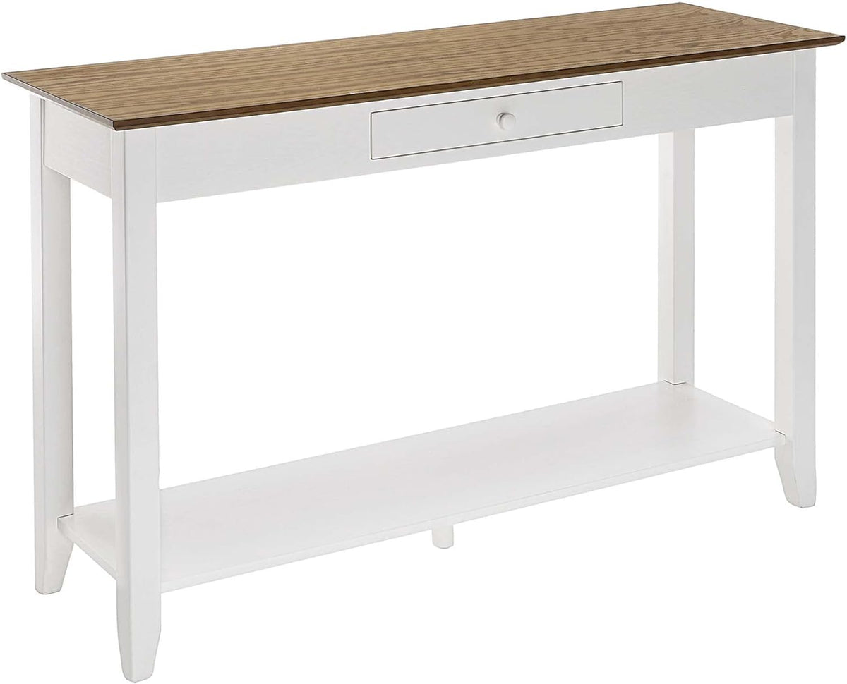 1-Drawer Console Table with Shelf, Driftwood/White W101586