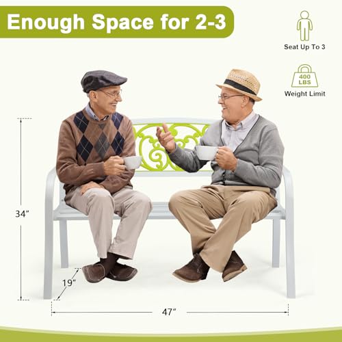 Outdoor Bench with Plastic Floral Design Backrest N178970