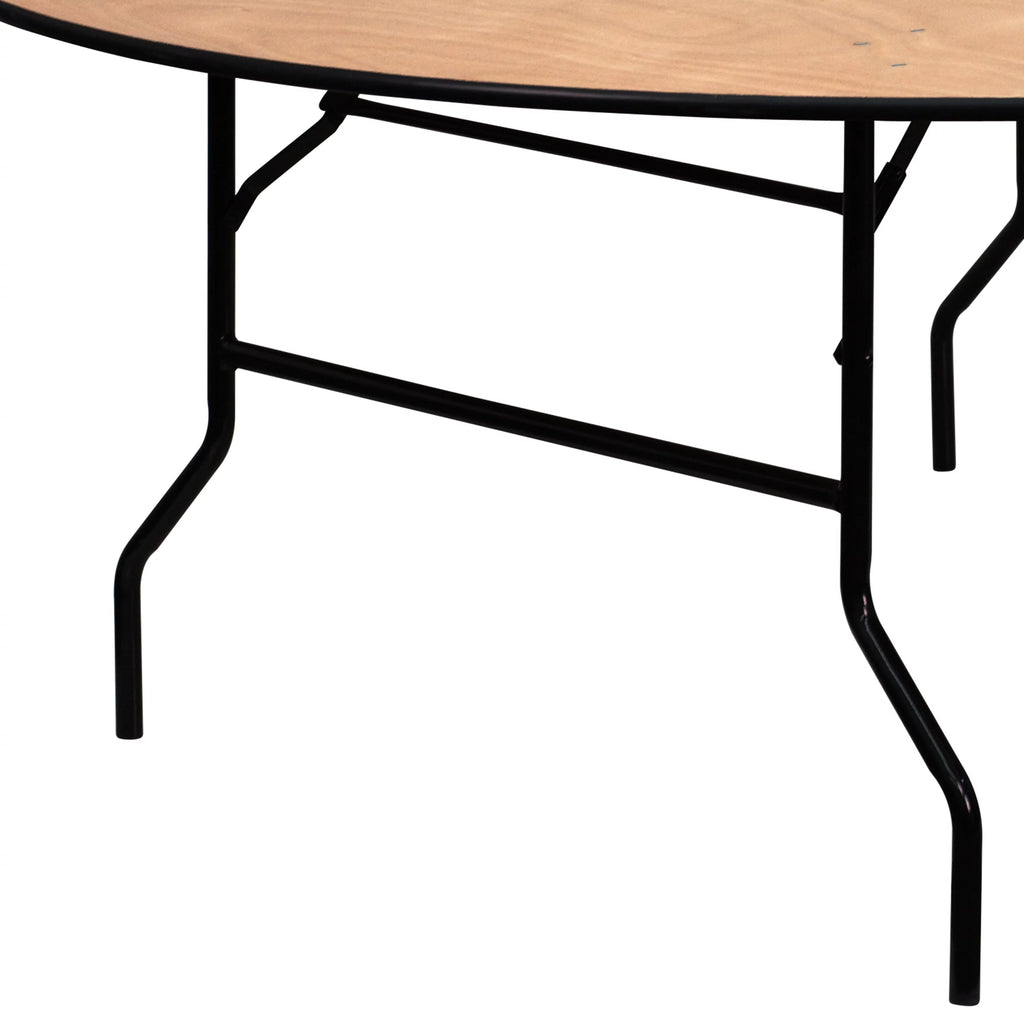 6-Foot Round Wood Folding Banquet Table V796861
