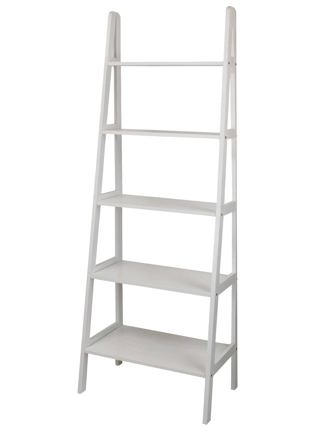 White 5-Shelf Ladder Bookcase F766