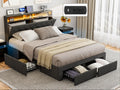 Queen Size Upholstered Linen Platform Bed with 4 Drawers J55989