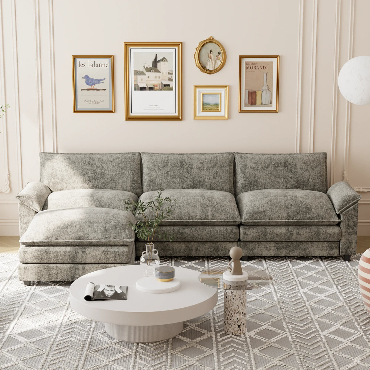 Gray L-shaped Sectional Sofa with Reversible Chair B75395